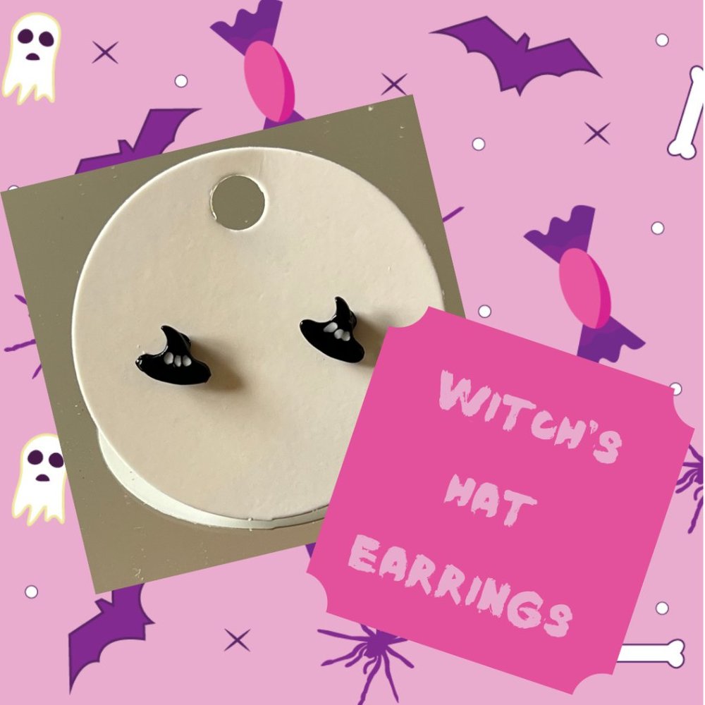4/$20 Fun Witch's Hat Stud Earrings  ~ NEW